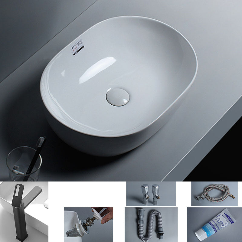 White Vessel Sink Faucet Porcelain Bathroom Sink with Pop-Up Drain 19"L x 14"W x 5"H Square Faucet Sink with Faucet Clearhalo 'Bathroom Remodel & Bathroom Fixtures' 'Bathroom Sinks & Faucet Components' 'Bathroom Sinks' 'bathroom_sink' 'Home Improvement' 'home_improvement' 'home_improvement_bathroom_sink' 7111228