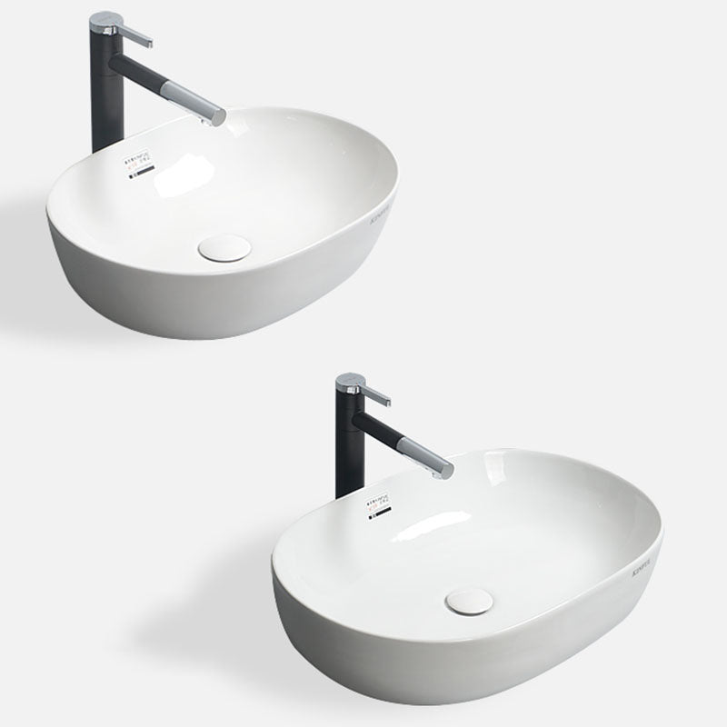 White Vessel Sink Faucet Porcelain Bathroom Sink with Pop-Up Drain Clearhalo 'Bathroom Remodel & Bathroom Fixtures' 'Bathroom Sinks & Faucet Components' 'Bathroom Sinks' 'bathroom_sink' 'Home Improvement' 'home_improvement' 'home_improvement_bathroom_sink' 7111229