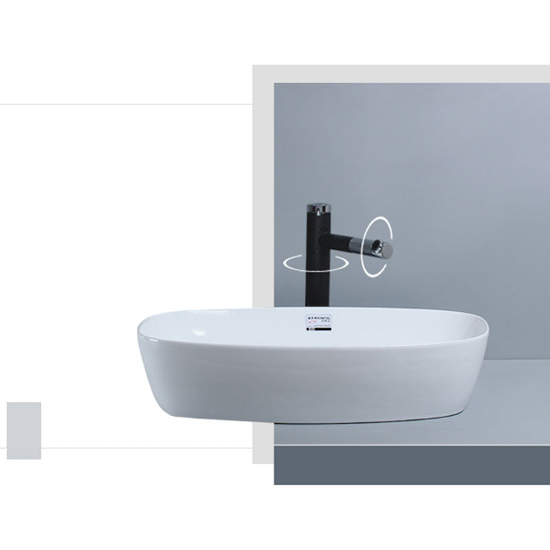 White Vessel Sink Faucet Porcelain Bathroom Sink with Pop-Up Drain Clearhalo 'Bathroom Remodel & Bathroom Fixtures' 'Bathroom Sinks & Faucet Components' 'Bathroom Sinks' 'bathroom_sink' 'Home Improvement' 'home_improvement' 'home_improvement_bathroom_sink' 7111230