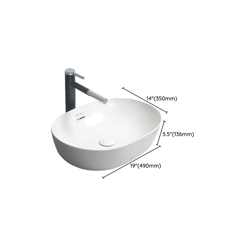 White Vessel Sink Faucet Porcelain Bathroom Sink with Pop-Up Drain Clearhalo 'Bathroom Remodel & Bathroom Fixtures' 'Bathroom Sinks & Faucet Components' 'Bathroom Sinks' 'bathroom_sink' 'Home Improvement' 'home_improvement' 'home_improvement_bathroom_sink' 7111233