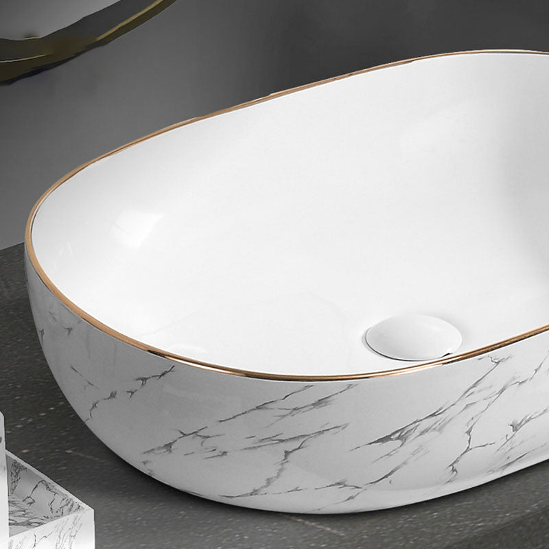 Modern Vessel Lavatory Sink Rectangular Porcelain Shut-Off Valve Included Bathroom Sink Clearhalo 'Bathroom Remodel & Bathroom Fixtures' 'Bathroom Sinks & Faucet Components' 'Bathroom Sinks' 'bathroom_sink' 'Home Improvement' 'home_improvement' 'home_improvement_bathroom_sink' 7111237