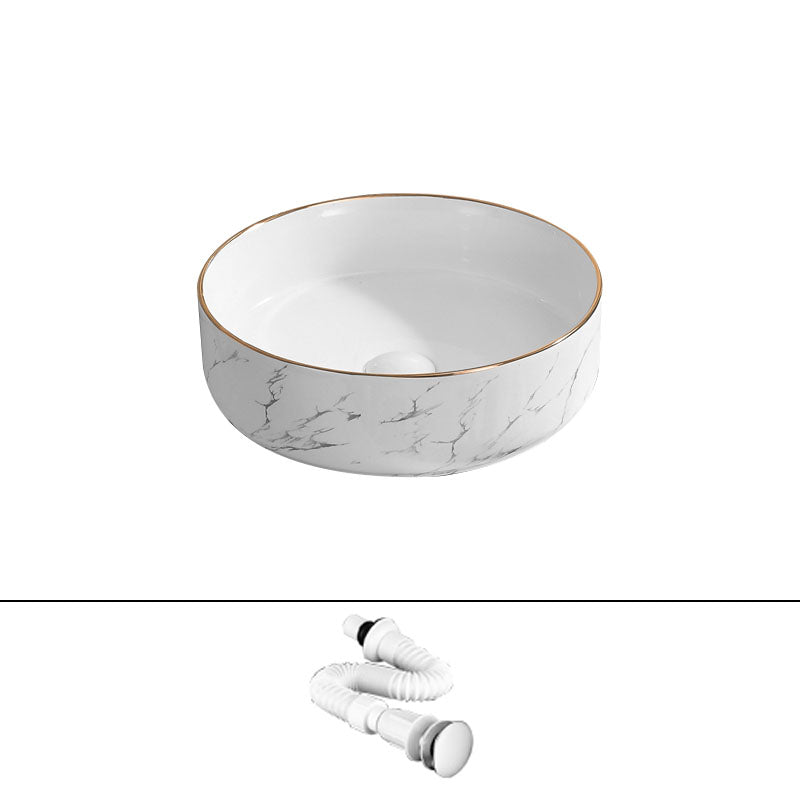 Modern Vessel Lavatory Sink Rectangular Porcelain Shut-Off Valve Included Bathroom Sink 14.2"L x 14.2"W x 5.5"H Sink Clearhalo 'Bathroom Remodel & Bathroom Fixtures' 'Bathroom Sinks & Faucet Components' 'Bathroom Sinks' 'bathroom_sink' 'Home Improvement' 'home_improvement' 'home_improvement_bathroom_sink' 7111241