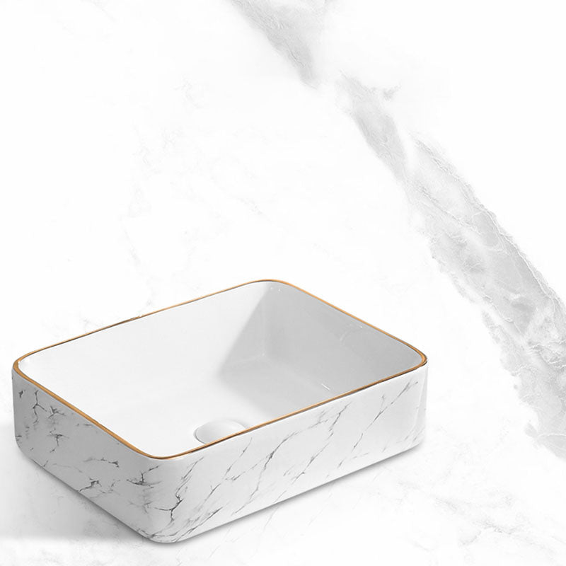 Modern Vessel Lavatory Sink Rectangular Porcelain Shut-Off Valve Included Bathroom Sink Clearhalo 'Bathroom Remodel & Bathroom Fixtures' 'Bathroom Sinks & Faucet Components' 'Bathroom Sinks' 'bathroom_sink' 'Home Improvement' 'home_improvement' 'home_improvement_bathroom_sink' 7111246