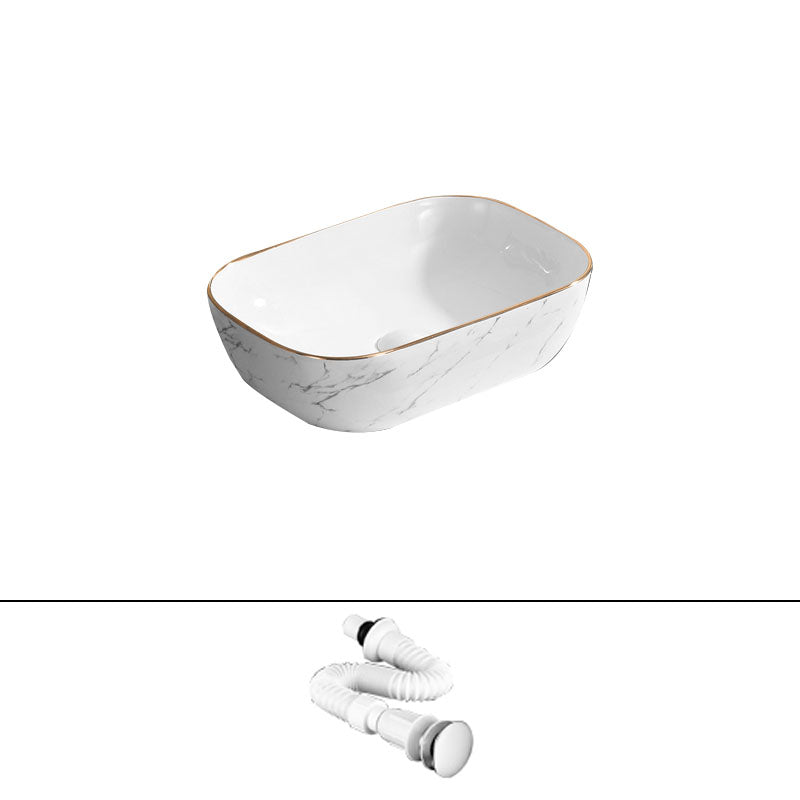 Modern Vessel Lavatory Sink Rectangular Porcelain Shut-Off Valve Included Bathroom Sink 18.1"L x 13"W x 5.1"H Sink Clearhalo 'Bathroom Remodel & Bathroom Fixtures' 'Bathroom Sinks & Faucet Components' 'Bathroom Sinks' 'bathroom_sink' 'Home Improvement' 'home_improvement' 'home_improvement_bathroom_sink' 7111247