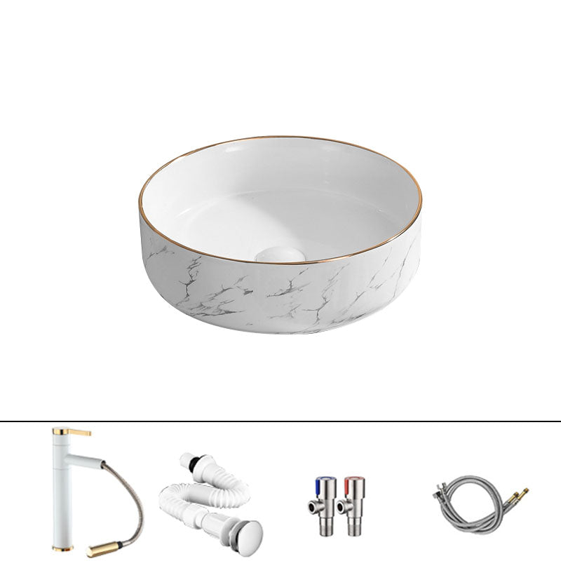 Modern Vessel Lavatory Sink Rectangular Porcelain Shut-Off Valve Included Bathroom Sink 14.2"L x 14.2"W x 5.5"H Sink with Faucet Clearhalo 'Bathroom Remodel & Bathroom Fixtures' 'Bathroom Sinks & Faucet Components' 'Bathroom Sinks' 'bathroom_sink' 'Home Improvement' 'home_improvement' 'home_improvement_bathroom_sink' 7111255