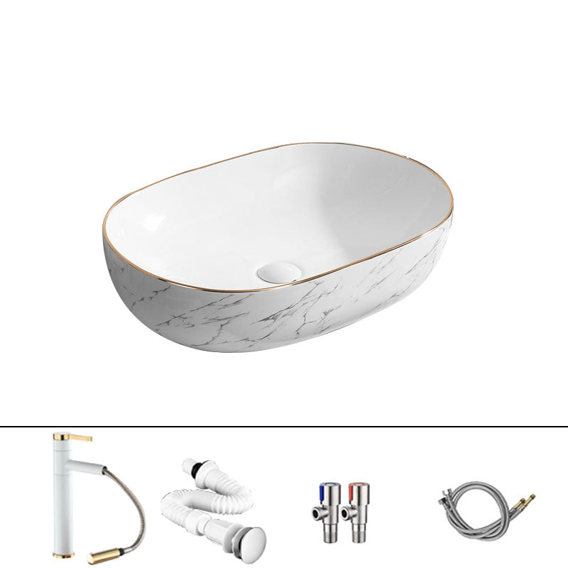 Modern Vessel Lavatory Sink Rectangular Porcelain Shut-Off Valve Included Bathroom Sink 23.6"L x 15.7"W x 5.1"H Sink with Faucet Clearhalo 'Bathroom Remodel & Bathroom Fixtures' 'Bathroom Sinks & Faucet Components' 'Bathroom Sinks' 'bathroom_sink' 'Home Improvement' 'home_improvement' 'home_improvement_bathroom_sink' 7111260