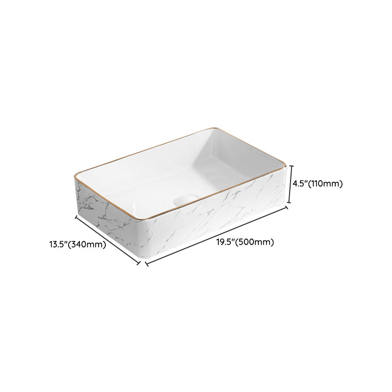 Modern Vessel Lavatory Sink Rectangular Porcelain Shut-Off Valve Included Bathroom Sink Clearhalo 'Bathroom Remodel & Bathroom Fixtures' 'Bathroom Sinks & Faucet Components' 'Bathroom Sinks' 'bathroom_sink' 'Home Improvement' 'home_improvement' 'home_improvement_bathroom_sink' 7111263