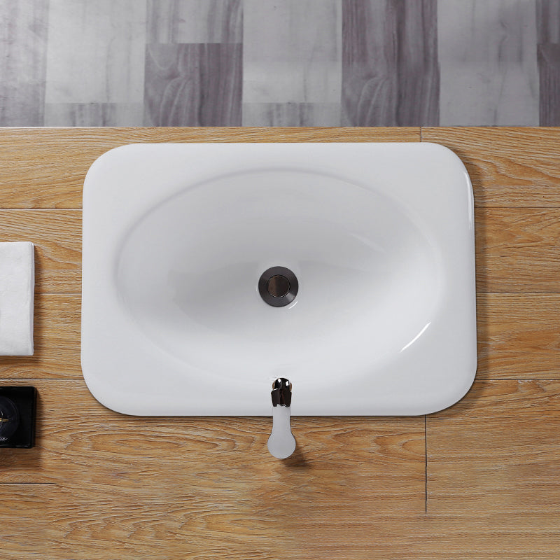 White Rectangular Bathroom Sink with Overflow Porcelain Drop-in Sink Clearhalo 'Bathroom Remodel & Bathroom Fixtures' 'Bathroom Sinks & Faucet Components' 'Bathroom Sinks' 'bathroom_sink' 'Home Improvement' 'home_improvement' 'home_improvement_bathroom_sink' 7111366