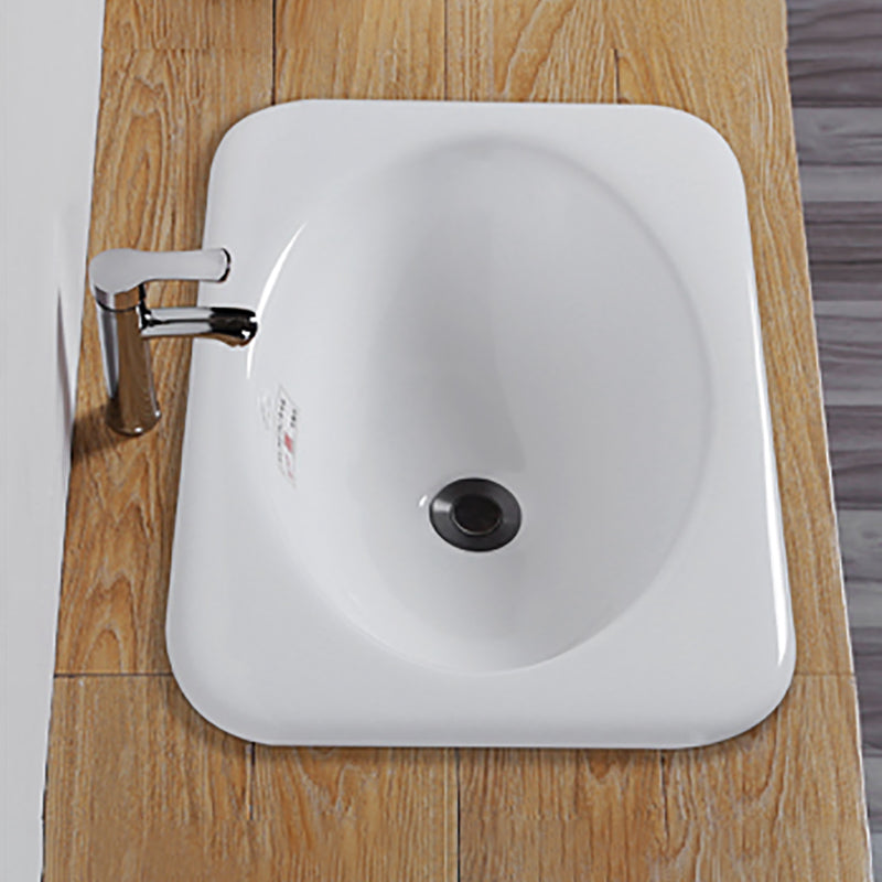 White Rectangular Bathroom Sink with Overflow Porcelain Drop-in Sink Clearhalo 'Bathroom Remodel & Bathroom Fixtures' 'Bathroom Sinks & Faucet Components' 'Bathroom Sinks' 'bathroom_sink' 'Home Improvement' 'home_improvement' 'home_improvement_bathroom_sink' 7111370