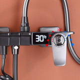 Grey Shower System Square Lever Handle Shower Hose Wall-Mounted Shower Arm Shower System Clearhalo 'Bathroom Remodel & Bathroom Fixtures' 'Home Improvement' 'home_improvement' 'home_improvement_shower_faucets' 'Shower Faucets & Systems' 'shower_faucets' 'Showers & Bathtubs Plumbing' 'Showers & Bathtubs' 7111424