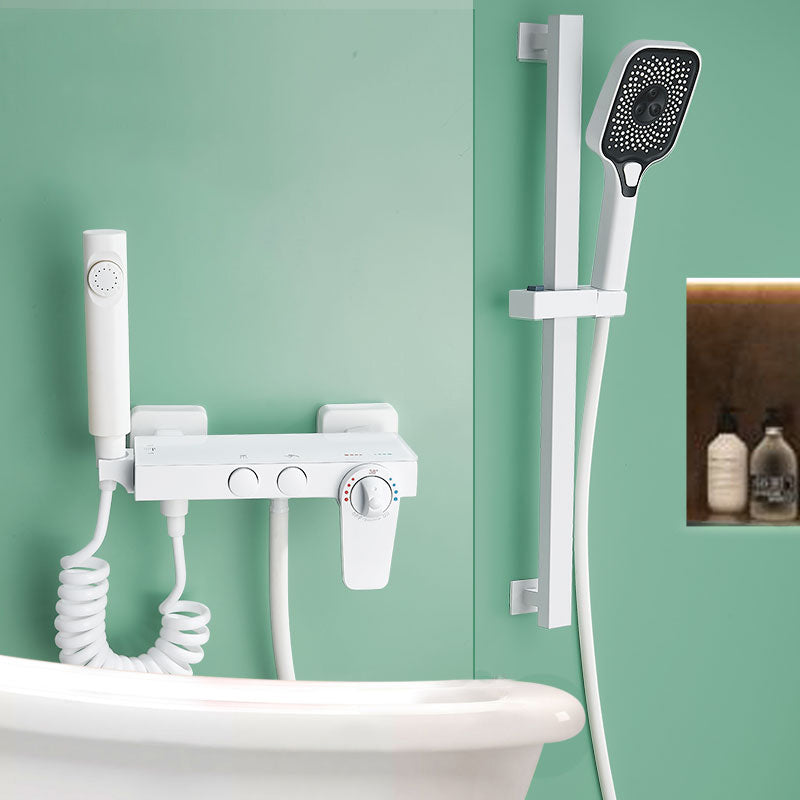 Adjustable Spray Pattern Shower System Wall Mounted White Lever Handle Shower System Clearhalo 'Bathroom Remodel & Bathroom Fixtures' 'Home Improvement' 'home_improvement' 'home_improvement_shower_faucets' 'Shower Faucets & Systems' 'shower_faucets' 'Showers & Bathtubs Plumbing' 'Showers & Bathtubs' 7111447