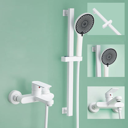 Adjustable Spray Pattern Shower System Wall Mounted White Lever Handle Shower System 2 Temperature Control Clearhalo 'Bathroom Remodel & Bathroom Fixtures' 'Home Improvement' 'home_improvement' 'home_improvement_shower_faucets' 'Shower Faucets & Systems' 'shower_faucets' 'Showers & Bathtubs Plumbing' 'Showers & Bathtubs' 7111448