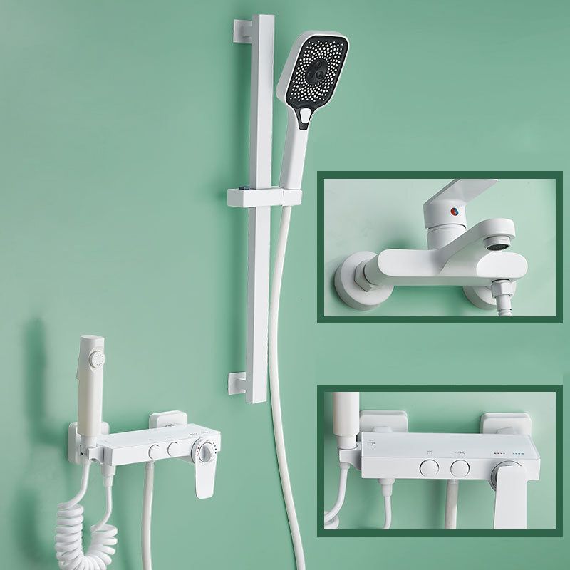 Adjustable Spray Pattern Shower System Wall Mounted White Lever Handle ...