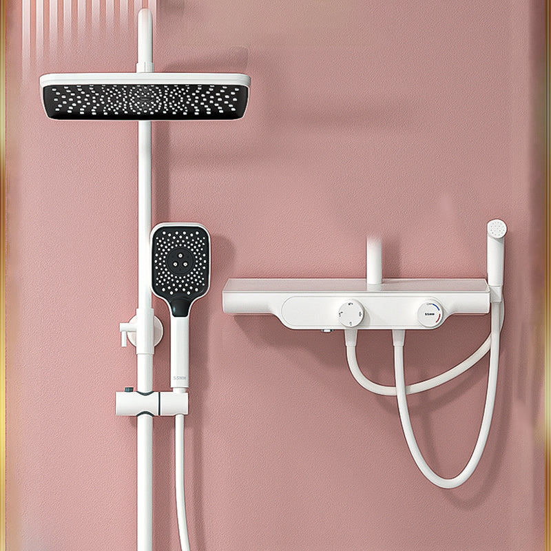 Wall Mounted Shower Head Combo Contemporary Metal Shower System Clearhalo 'Bathroom Remodel & Bathroom Fixtures' 'Home Improvement' 'home_improvement' 'home_improvement_shower_faucets' 'Shower Faucets & Systems' 'shower_faucets' 'Showers & Bathtubs Plumbing' 'Showers & Bathtubs' 7111457