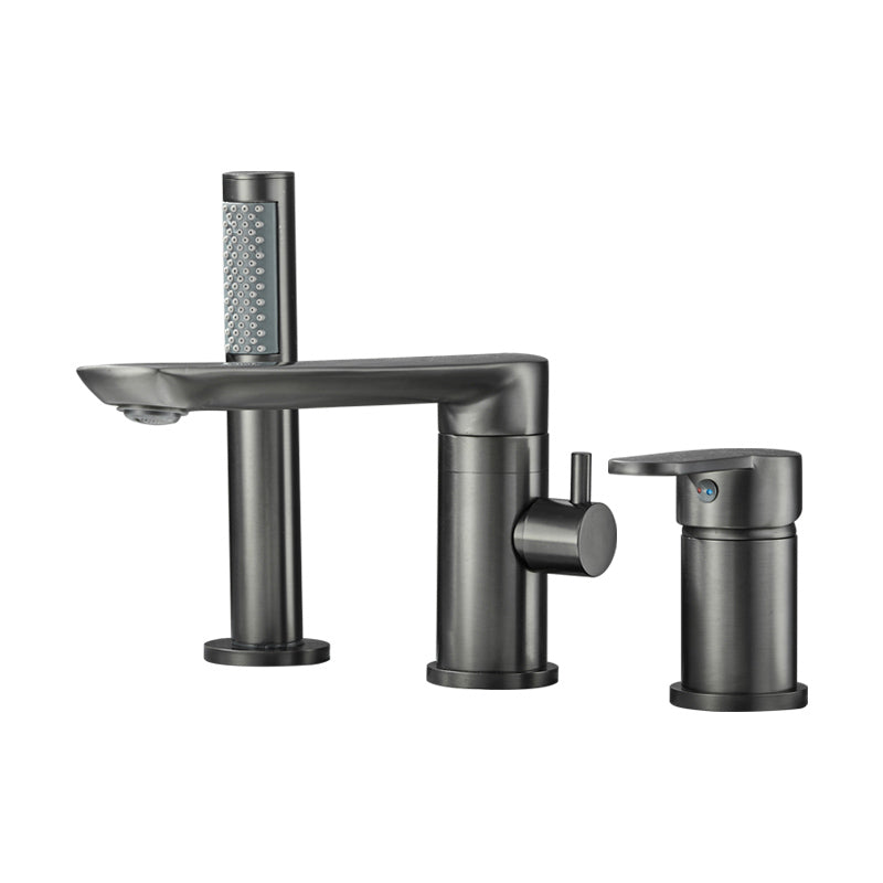 Modern Swivel Bathtub Faucet Double Handle Deck Mounted Bathroom Faucet with Handles Clearhalo 'Bathroom Remodel & Bathroom Fixtures' 'Bathtub Faucets' 'bathtub_faucets' 'Home Improvement' 'home_improvement' 'home_improvement_bathtub_faucets' 7111498