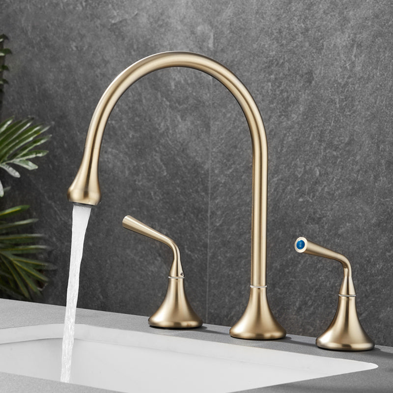 Modern Swivel Bathtub Faucet Double Handle Deck Mounted Bathroom Faucet with Handles Gold Droplet Faucet Lever Handles Clearhalo 'Bathroom Remodel & Bathroom Fixtures' 'Bathtub Faucets' 'bathtub_faucets' 'Home Improvement' 'home_improvement' 'home_improvement_bathtub_faucets' 7111504