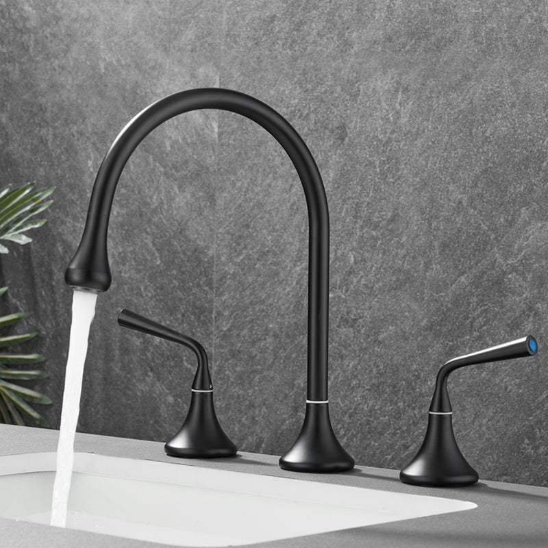 Modern Swivel Bathtub Faucet Double Handle Deck Mounted Bathroom Faucet with Handles Black Droplet Faucet Lever Handles Clearhalo 'Bathroom Remodel & Bathroom Fixtures' 'Bathtub Faucets' 'bathtub_faucets' 'Home Improvement' 'home_improvement' 'home_improvement_bathtub_faucets' 7111507