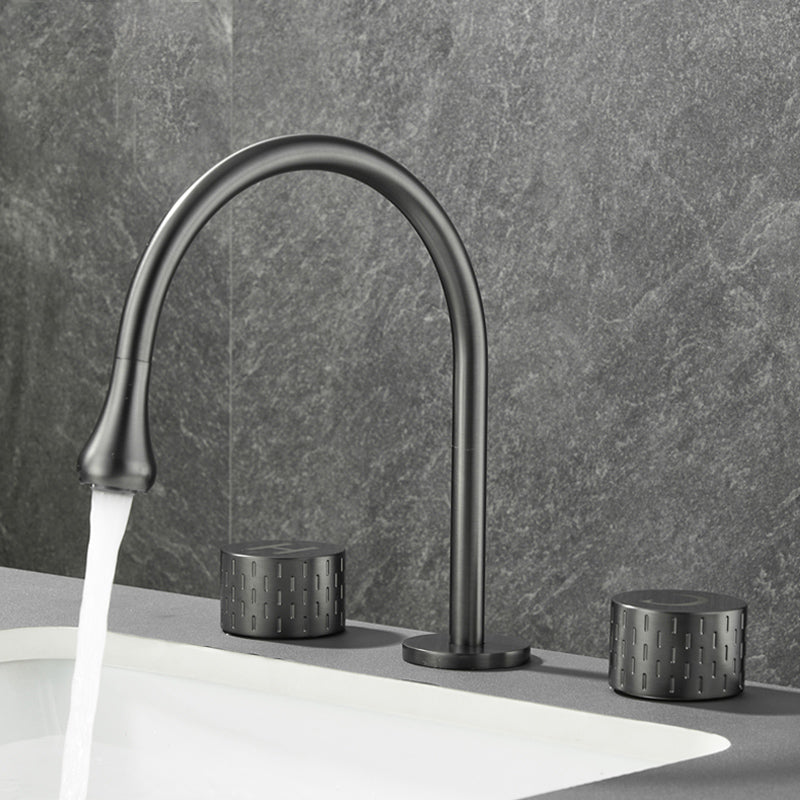 Modern Swivel Bathtub Faucet Double Handle Deck Mounted Bathroom Faucet with Handles Dark Gray Droplet Faucet Knob Handles Clearhalo 'Bathroom Remodel & Bathroom Fixtures' 'Bathtub Faucets' 'bathtub_faucets' 'Home Improvement' 'home_improvement' 'home_improvement_bathtub_faucets' 7111511