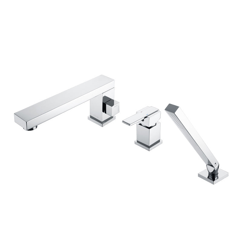 Modern Swivel Bathroom Faucet Low Arc Deck Mounted Bathtub Faucet Clearhalo 'Bathroom Remodel & Bathroom Fixtures' 'Bathtub Faucets' 'bathtub_faucets' 'Home Improvement' 'home_improvement' 'home_improvement_bathtub_faucets' 7111525