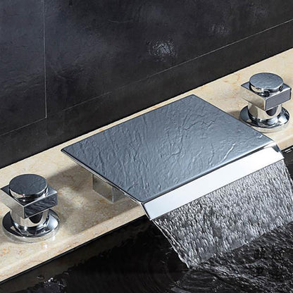 Modern Bathroom Faucet Low Arc Pure Color Wall Mounted Bathroom Sink Fauce Silver 3 Hole Faucets Clearhalo 'Bathroom Remodel & Bathroom Fixtures' 'Bathtub Faucets' 'bathtub_faucets' 'Home Improvement' 'home_improvement' 'home_improvement_bathtub_faucets' 7111566