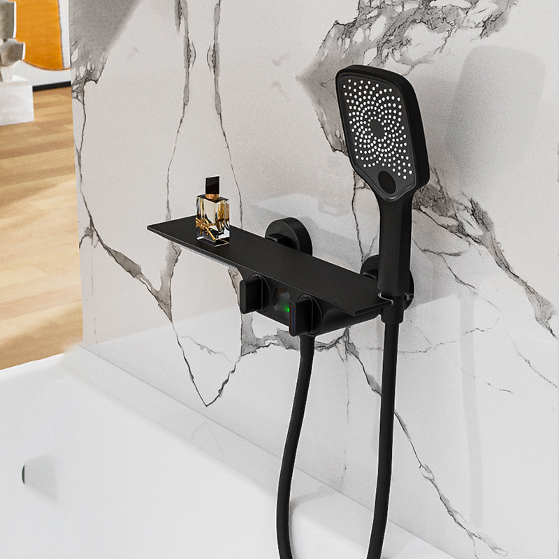 Modern Low Arc Tub Faucet Knob Handles Wall Mount Bathroom Faucet Clearhalo 'Bathroom Remodel & Bathroom Fixtures' 'Bathtub Faucets' 'bathtub_faucets' 'Home Improvement' 'home_improvement' 'home_improvement_bathtub_faucets' 7111587