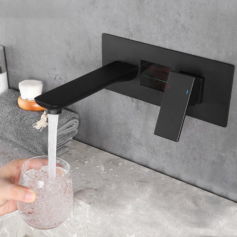 Modern Bathroom Faucet Solid Color Copper Wall Mount Bathtub Faucet Clearhalo 'Bathroom Remodel & Bathroom Fixtures' 'Bathtub Faucets' 'bathtub_faucets' 'Home Improvement' 'home_improvement' 'home_improvement_bathtub_faucets' 7111611