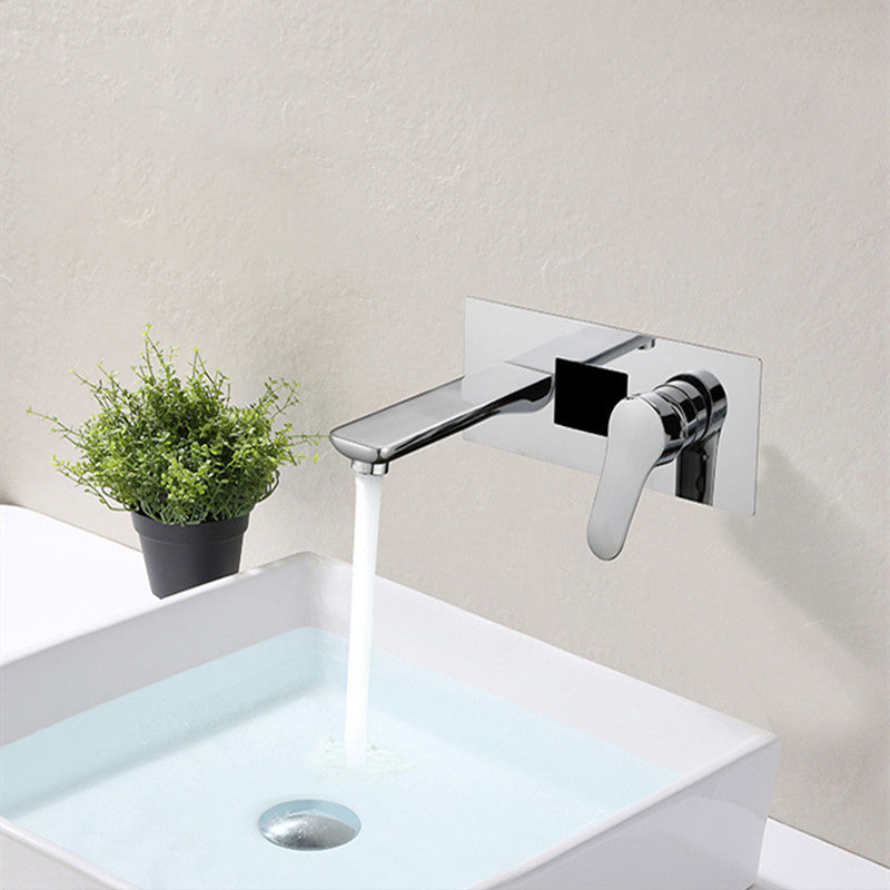 Modern Bathroom Faucet Solid Color Copper Wall Mount Bathtub Faucet Chrome Clearhalo 'Bathroom Remodel & Bathroom Fixtures' 'Bathtub Faucets' 'bathtub_faucets' 'Home Improvement' 'home_improvement' 'home_improvement_bathtub_faucets' 7111612