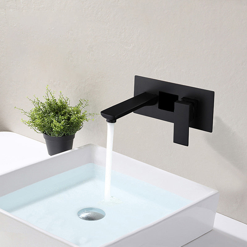 Modern Bathroom Faucet Solid Color Copper Wall Mount Bathtub Faucet Black Clearhalo 'Bathroom Remodel & Bathroom Fixtures' 'Bathtub Faucets' 'bathtub_faucets' 'Home Improvement' 'home_improvement' 'home_improvement_bathtub_faucets' 7111615