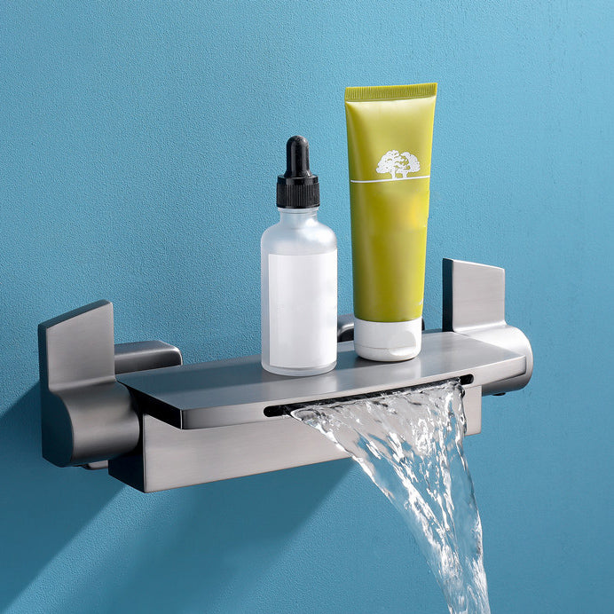Waterfall Bathtub Faucet Wall Mounted Bathroom Faucet with Two Handle Clearhalo 'Bathroom Remodel & Bathroom Fixtures' 'Bathtub Faucets' 'bathtub_faucets' 'Home Improvement' 'home_improvement' 'home_improvement_bathtub_faucets' 7111625