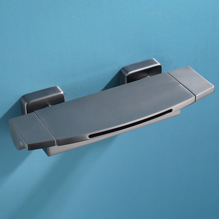 Waterfall Bathtub Faucet Wall Mounted Bathroom Faucet with Two Handle Clearhalo 'Bathroom Remodel & Bathroom Fixtures' 'Bathtub Faucets' 'bathtub_faucets' 'Home Improvement' 'home_improvement' 'home_improvement_bathtub_faucets' 7111628