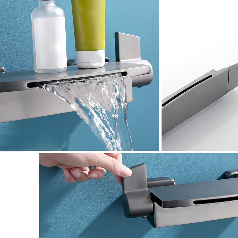 Waterfall Bathtub Faucet Wall Mounted Bathroom Faucet with Two Handle Clearhalo 'Bathroom Remodel & Bathroom Fixtures' 'Bathtub Faucets' 'bathtub_faucets' 'Home Improvement' 'home_improvement' 'home_improvement_bathtub_faucets' 7111638