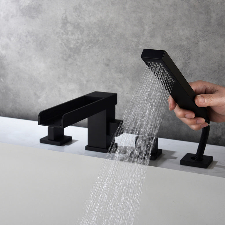 Modern Bathtub Faucet Solid Color Deck Mount Roman Tub Faucets Clearhalo 'Bathroom Remodel & Bathroom Fixtures' 'Bathtub Faucets' 'bathtub_faucets' 'Home Improvement' 'home_improvement' 'home_improvement_bathtub_faucets' 7111657