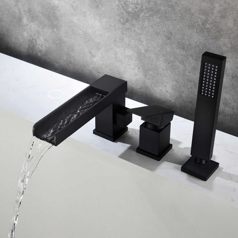 Modern Bathtub Faucet Solid Color Deck Mount Roman Tub Faucets Clearhalo 'Bathroom Remodel & Bathroom Fixtures' 'Bathtub Faucets' 'bathtub_faucets' 'Home Improvement' 'home_improvement' 'home_improvement_bathtub_faucets' 7111659