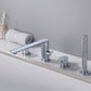 Modern Bathtub Faucet Solid Color Deck Mount Roman Tub Faucets Silver Round Faucet 4 Hole Faucets Clearhalo 'Bathroom Remodel & Bathroom Fixtures' 'Bathtub Faucets' 'bathtub_faucets' 'Home Improvement' 'home_improvement' 'home_improvement_bathtub_faucets' 7111666