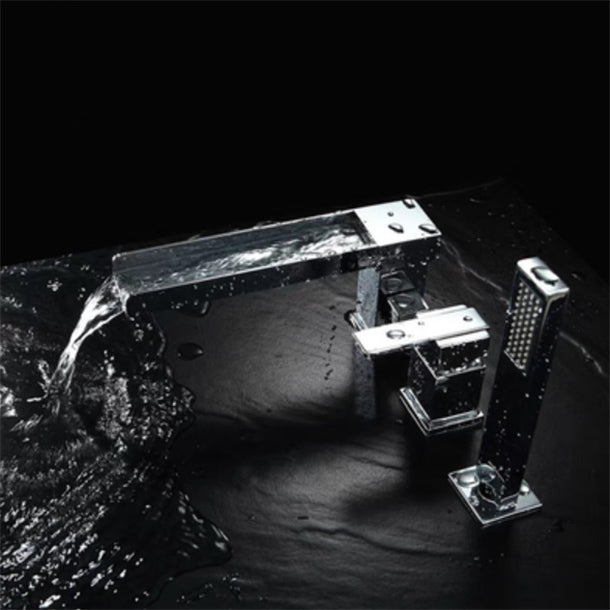 Modern Bathtub Faucet Solid Color Deck Mount Roman Tub Faucets Clearhalo 'Bathroom Remodel & Bathroom Fixtures' 'Bathtub Faucets' 'bathtub_faucets' 'Home Improvement' 'home_improvement' 'home_improvement_bathtub_faucets' 7111668