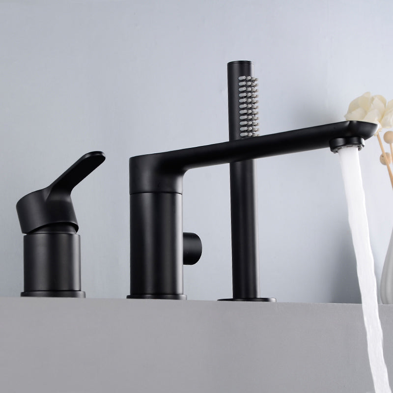 Modern Roman Tub Faucets Solid Color Deck Mounted Bathroom Faucet Clearhalo 'Bathroom Remodel & Bathroom Fixtures' 'Bathtub Faucets' 'bathtub_faucets' 'Home Improvement' 'home_improvement' 'home_improvement_bathtub_faucets' 7111689