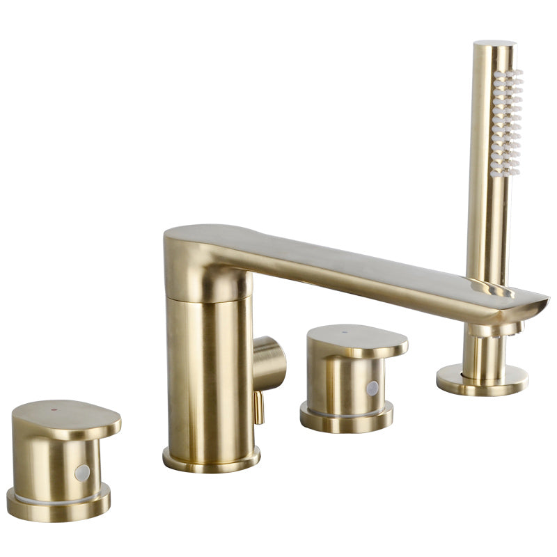 Modern Roman Tub Faucets Solid Color Deck Mounted Bathroom Faucet Clearhalo 'Bathroom Remodel & Bathroom Fixtures' 'Bathtub Faucets' 'bathtub_faucets' 'Home Improvement' 'home_improvement' 'home_improvement_bathtub_faucets' 7111694