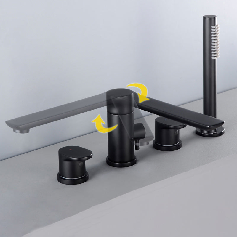 Modern Roman Tub Faucets Solid Color Deck Mounted Bathroom Faucet Clearhalo 'Bathroom Remodel & Bathroom Fixtures' 'Bathtub Faucets' 'bathtub_faucets' 'Home Improvement' 'home_improvement' 'home_improvement_bathtub_faucets' 7111696