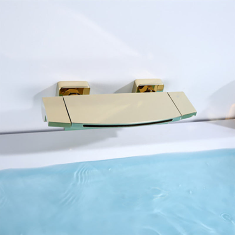 Bath Faucet Trim Solid Color Wall Mounted Waterfall Bathroom Faucet Gold Hand Shower Not Included Clearhalo 'Bathroom Remodel & Bathroom Fixtures' 'Bathtub Faucets' 'bathtub_faucets' 'Home Improvement' 'home_improvement' 'home_improvement_bathtub_faucets' 7111722
