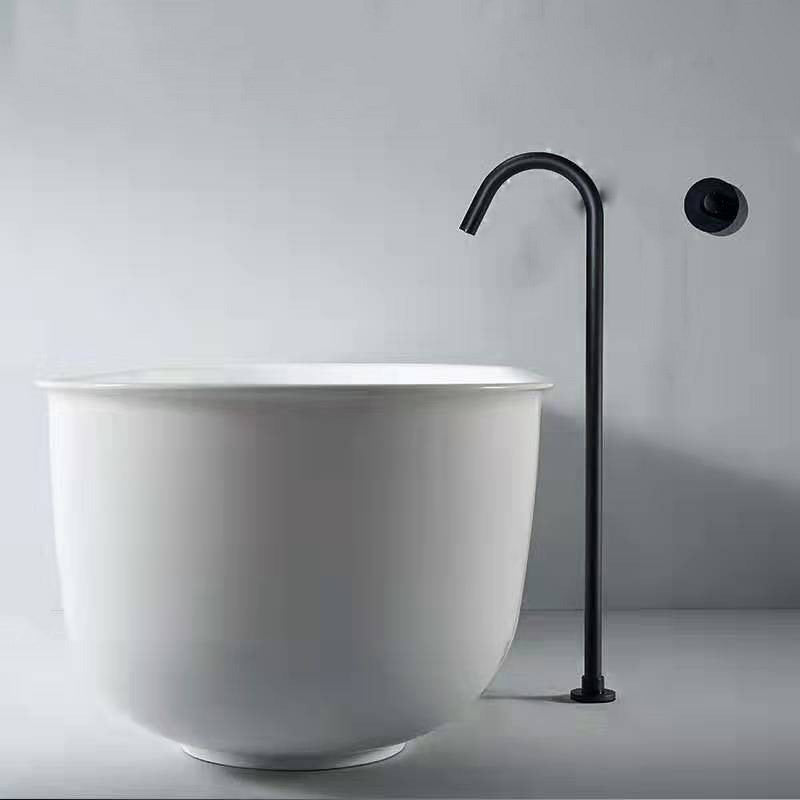 Modern High Arc Faucet Floor Mounted Freestanding Tub Filler with Risers Clearhalo 'Bathroom Remodel & Bathroom Fixtures' 'Bathtub Faucets' 'bathtub_faucets' 'Home Improvement' 'home_improvement' 'home_improvement_bathtub_faucets' 7111727