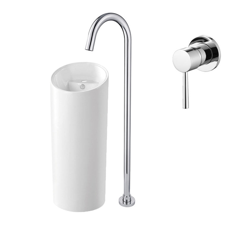 Modern High Arc Faucet Floor Mounted Freestanding Tub Filler with Risers Chrome Lever Handles Clearhalo 'Bathroom Remodel & Bathroom Fixtures' 'Bathtub Faucets' 'bathtub_faucets' 'Home Improvement' 'home_improvement' 'home_improvement_bathtub_faucets' 7111728