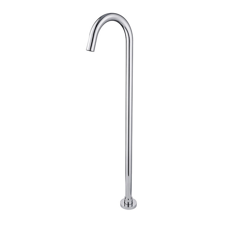 Modern High Arc Faucet Floor Mounted Freestanding Tub Filler with Risers Chrome Handle Not Included Clearhalo 'Bathroom Remodel & Bathroom Fixtures' 'Bathtub Faucets' 'bathtub_faucets' 'Home Improvement' 'home_improvement' 'home_improvement_bathtub_faucets' 7111730