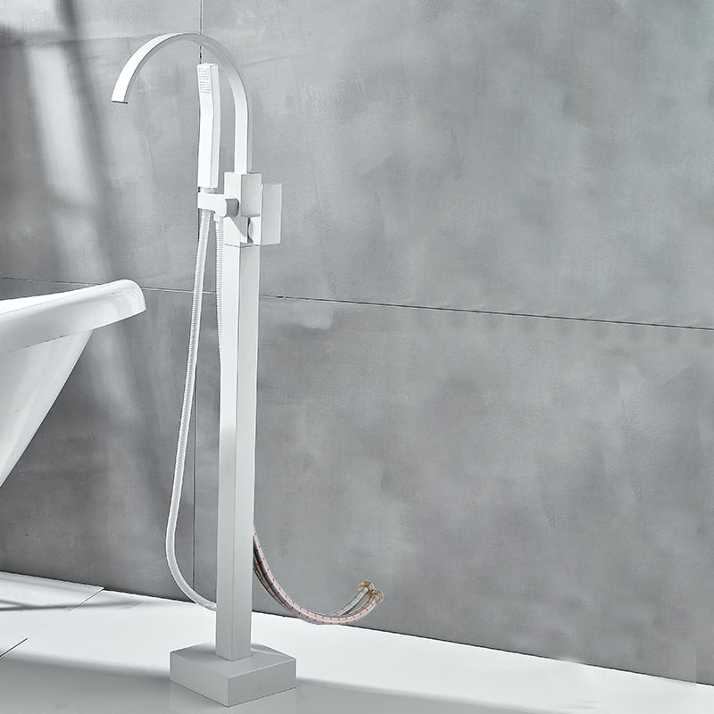 Modern Bathroom Faucet Pure Color High Arc Freestanding Tub Faucet Square Curved Faucet Wall Clearhalo 'Bathroom Remodel & Bathroom Fixtures' 'Bathtub Faucets' 'bathtub_faucets' 'Home Improvement' 'home_improvement' 'home_improvement_bathtub_faucets' 7111750