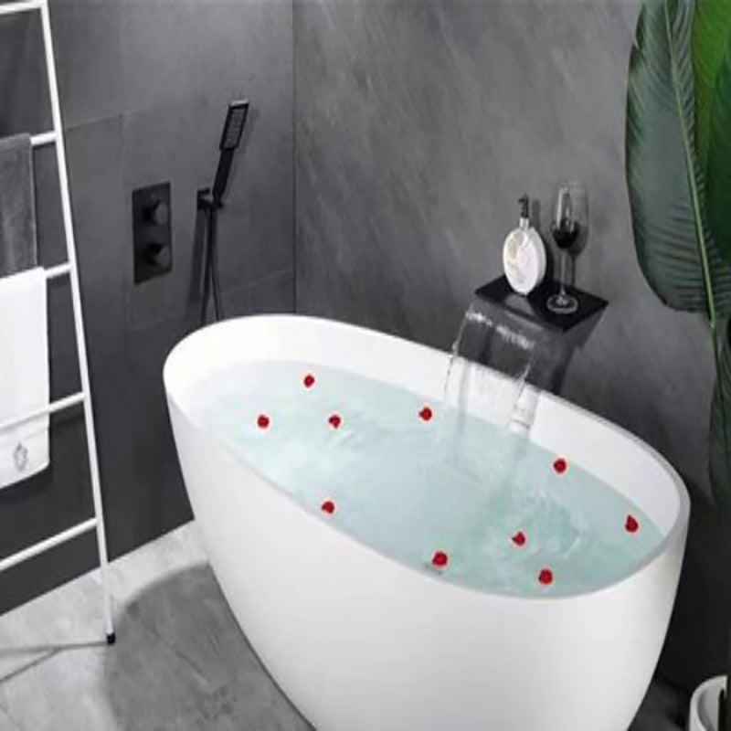 Modern Bath Filler Trim Brass Knob Handles with Hand Shower Waterfall Wall Mount Faucet Black Fission Clearhalo 'Bathroom Remodel & Bathroom Fixtures' 'Bathtub Faucets' 'bathtub_faucets' 'Home Improvement' 'home_improvement' 'home_improvement_bathtub_faucets' 7111780