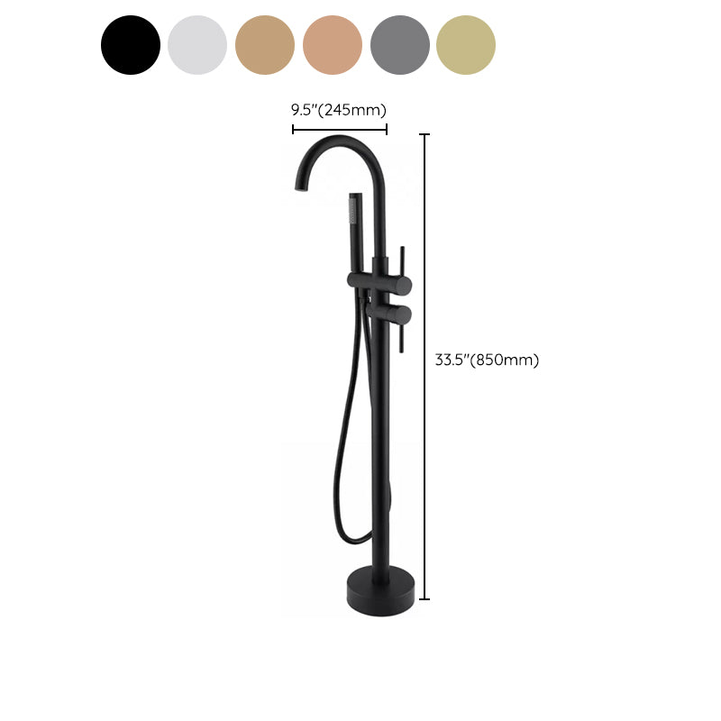 Modern Freestanding Faucet Copper with Risers and Handheld Shower Tub Faucet Clearhalo 'Bathroom Remodel & Bathroom Fixtures' 'Bathtub Faucets' 'bathtub_faucets' 'Home Improvement' 'home_improvement' 'home_improvement_bathtub_faucets' 7111820