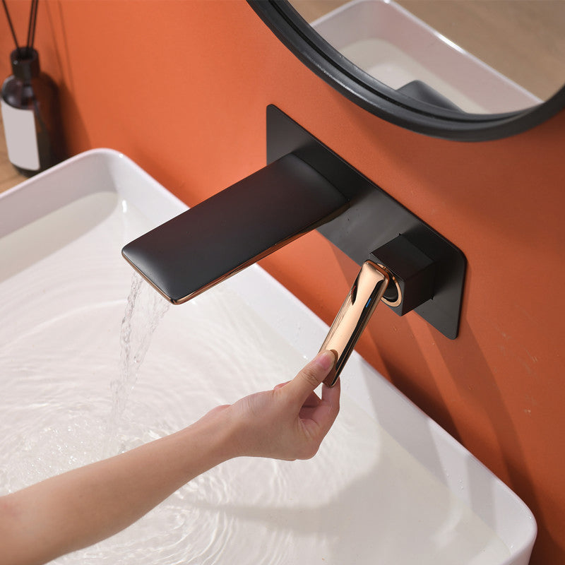 Modern Bathtub Faucet Copper Fixed Lever Handle Wall Mounted Bathroom Faucet Clearhalo 'Bathroom Remodel & Bathroom Fixtures' 'Bathtub Faucets' 'bathtub_faucets' 'Home Improvement' 'home_improvement' 'home_improvement_bathtub_faucets' 7111825