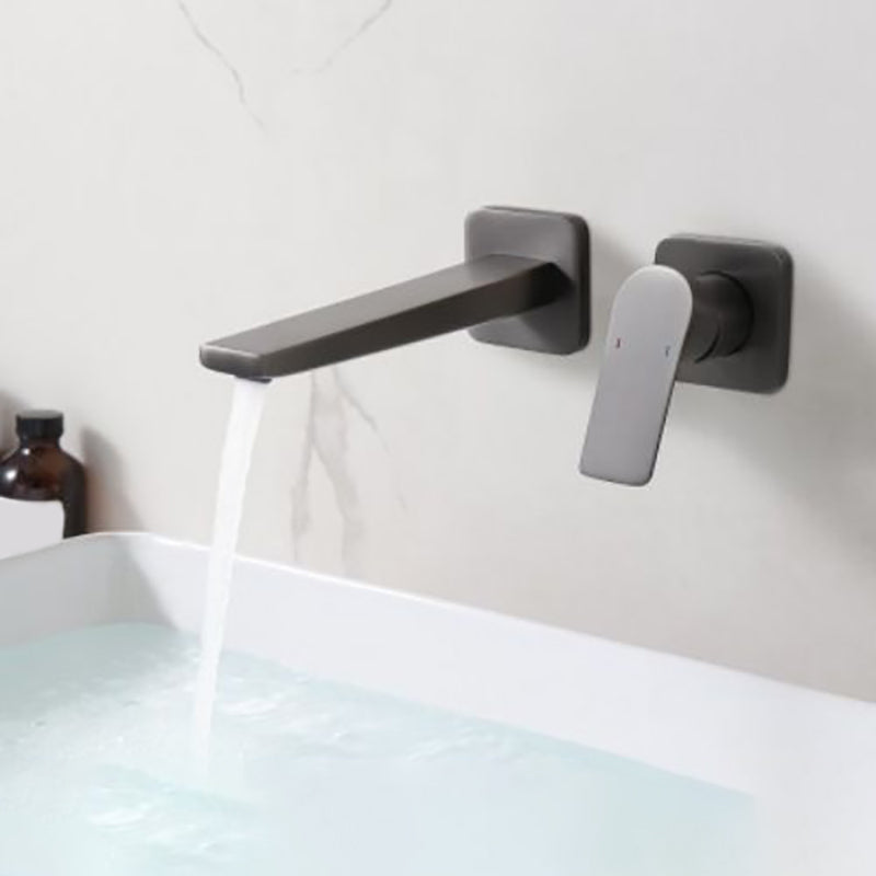 Modern Bathtub Faucet Copper Fixed Lever Handle Wall Mounted Bathroom Faucet Gun Grey Tube Split-Body Valve Clearhalo 'Bathroom Remodel & Bathroom Fixtures' 'Bathtub Faucets' 'bathtub_faucets' 'Home Improvement' 'home_improvement' 'home_improvement_bathtub_faucets' 7111827