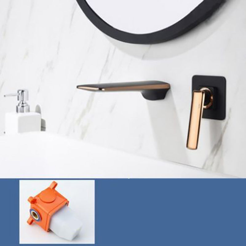 Modern Bathtub Faucet Copper Fixed Lever Handle Wall Mounted Bathroom Faucet Rose Gold Flat Tupe Split-Body Valve Clearhalo 'Bathroom Remodel & Bathroom Fixtures' 'Bathtub Faucets' 'bathtub_faucets' 'Home Improvement' 'home_improvement' 'home_improvement_bathtub_faucets' 7111847