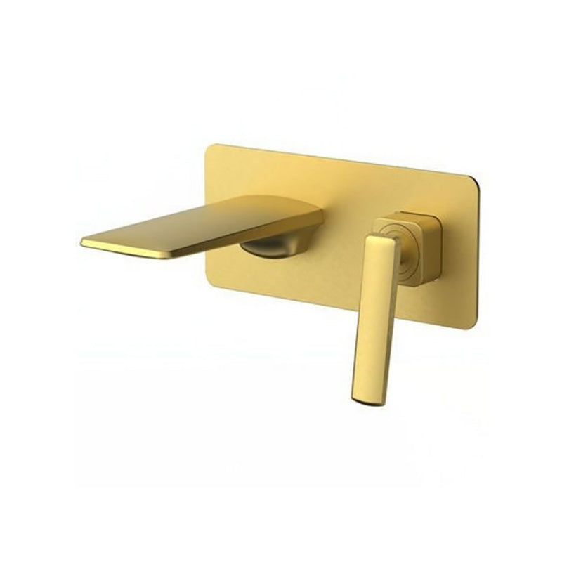 Modern Bathtub Faucet Copper Fixed Lever Handle Wall Mounted Bathroom Faucet Gold Flat Tupe Joined Clearhalo 'Bathroom Remodel & Bathroom Fixtures' 'Bathtub Faucets' 'bathtub_faucets' 'Home Improvement' 'home_improvement' 'home_improvement_bathtub_faucets' 7111850