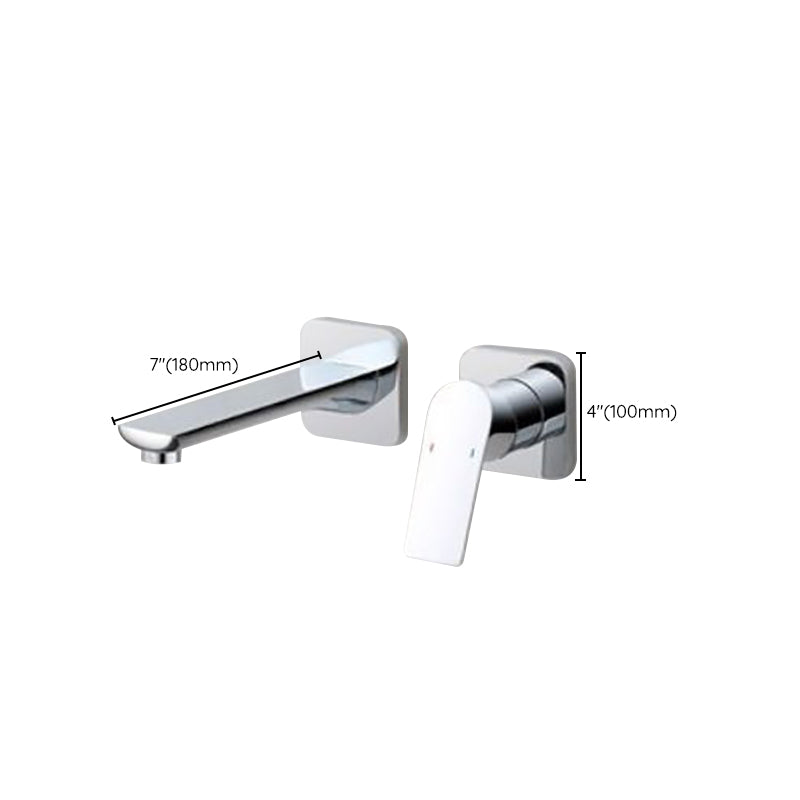 Modern Bathtub Faucet Copper Fixed Lever Handle Wall Mounted Bathroom Faucet Clearhalo 'Bathroom Remodel & Bathroom Fixtures' 'Bathtub Faucets' 'bathtub_faucets' 'Home Improvement' 'home_improvement' 'home_improvement_bathtub_faucets' 7111867